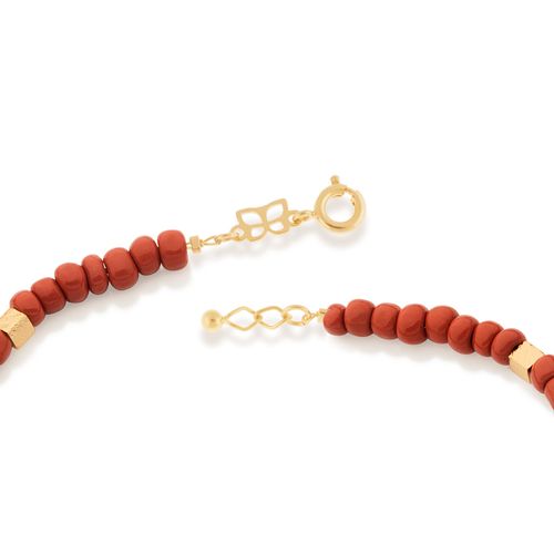 PULSEIRA MIÇANGAS TERRACOTA BANHADA A OURO 18K