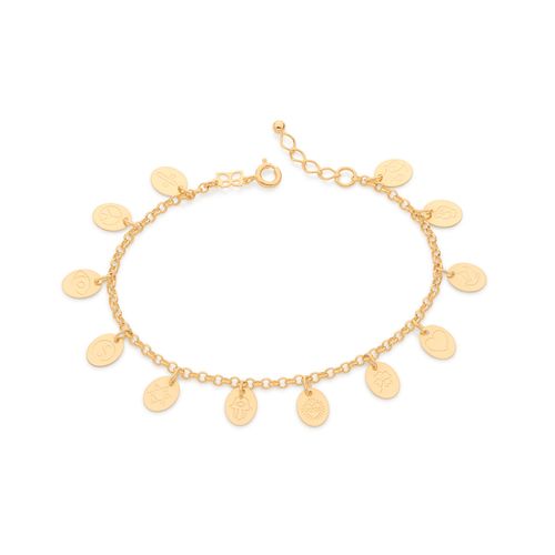 PULSEIRA COM SÍMBOLOS DIVERSOS BANHADA A OURO 18K
