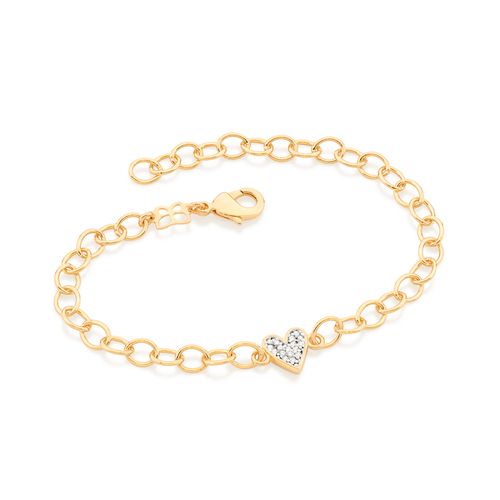 PULSEIRA CORAÇÃO BANHADA A OURO 18K COM APLICAÇÃO DE RHODIUM