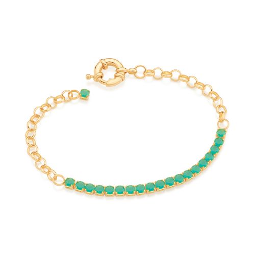 PULSEIRA COM CRISTAIS BANHADA A OURO 18K