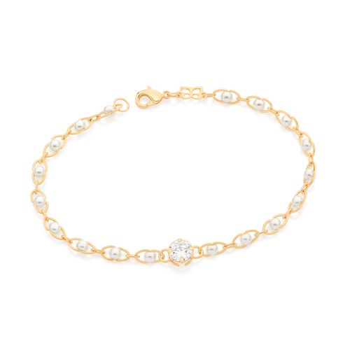 PULSEIRA BANHADA A OURO 18K COM PÉROLAS E ZIRCÔNIA