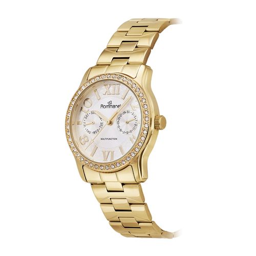 RELÓGIO ANALÓGICO SOCIAL MULTIFUNÇÕES DOURADO