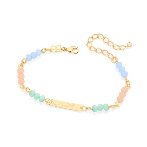 PUSLEIRA GRATIDÃO  BANHADA A OURO 18K