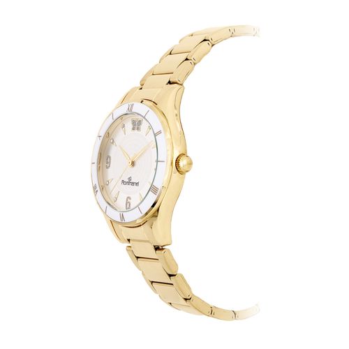 RELÓGIO ANALÓGICO SOCIAL DOURADO COM BRANCO