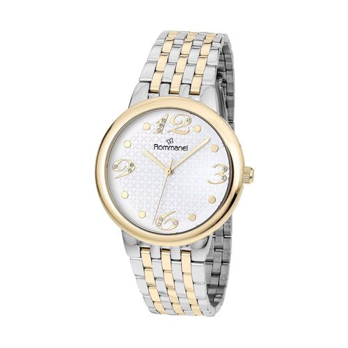 RELÓGIO ANALÓGICO SOCIAL PRATA COM DOURADO