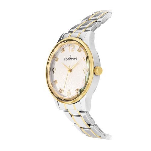 RELÓGIO ANALÓGICO SOCIAL PRATA COM DOURADO