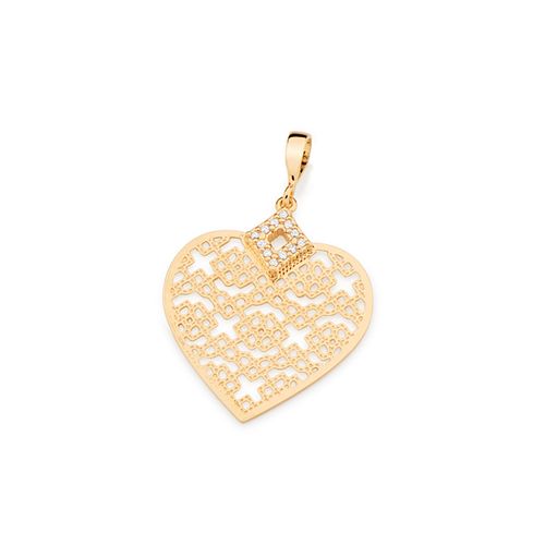 PINGENTE BANHADO A OURO 18K CORAÇÃO COM ZIRCÔNIAS