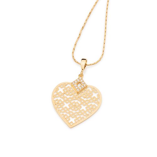 PINGENTE BANHADO A OURO 18K CORAÇÃO COM ZIRCÔNIAS