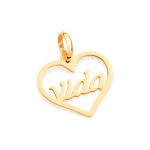 PINGENTE AMO A VIDA BANHADO A OURO 18K