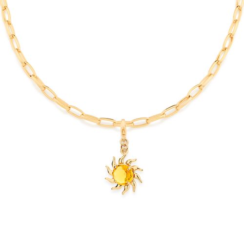 BERLOQUE SOL BANHADO A OURO 18K COM CRISTAL