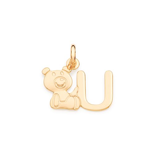 PINGENTE URSO E LETRA BANHADO A OURO 18K-LETRA U