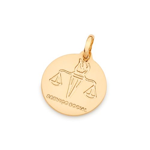 MEDALHA PROFISSÃO SERVIÇO SOCIAL BANHADA A OURO 18K