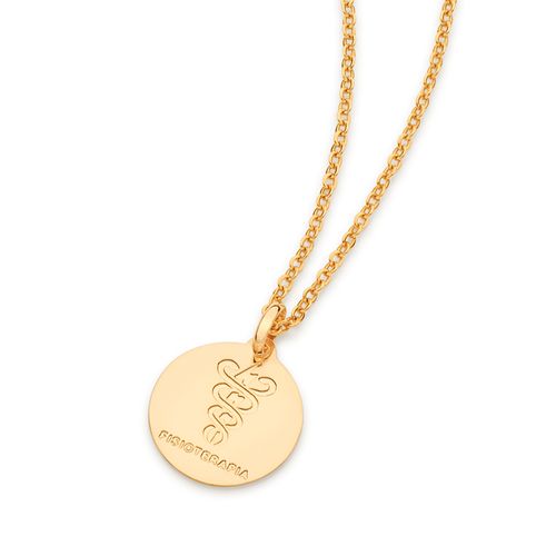 MEDALHA PROFISSÃO FISIOTERAPIA BANHADA A OURO 18K