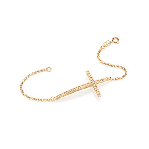 PULSEIRA BANHADA A OURO 18K COM CRUZ