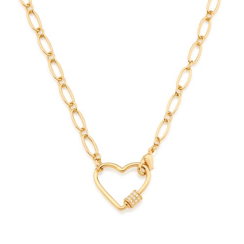 PINGENTE CORAÇÃO BANHADO A OURO 18KCOM ZIRCÔNIAS
