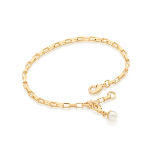 BERLOQUE COM FECHO E PÉROLA BANHADO A OURO 18K