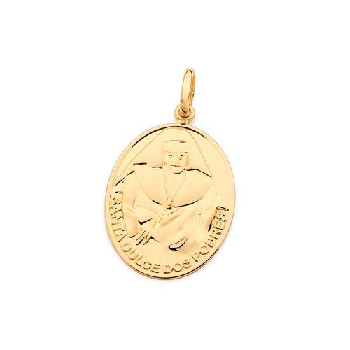 MEDALHA SANTA DULCE DOS POBRES BANHADA A OURO 18K