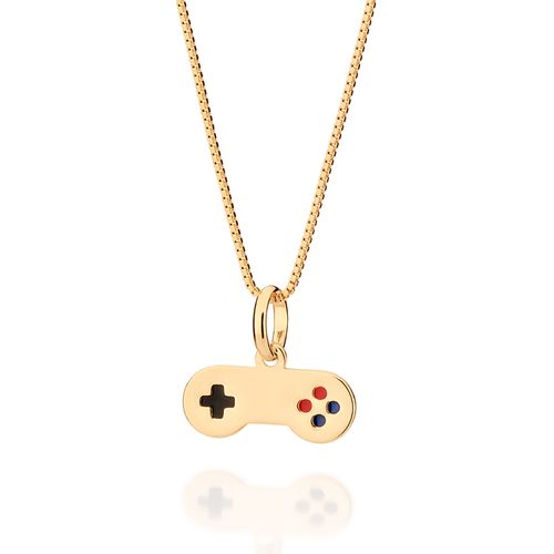 PINGENTE CONTROLE DE VÍDEO GAME BANHADO A OURO 18K COM APLICAÇÃO DE RESINA