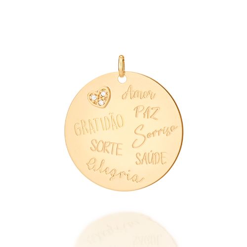 MEDALHA BANHADA A OURO 18K COM ZIRCÔNIAS