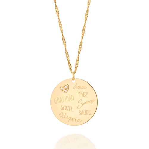 MEDALHA BANHADA A OURO 18K COM ZIRCÔNIAS