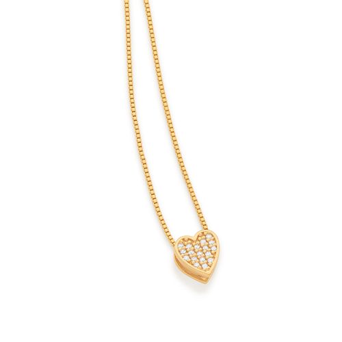 BERLOQUE CORAÇÃO BANHADO A OURO 18K COM ZIRCÔNIAS