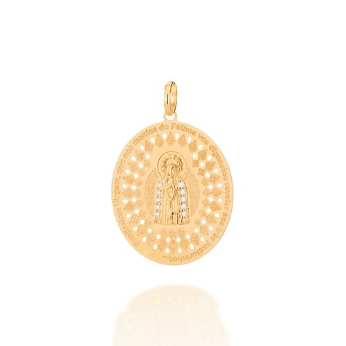 MEDALHA NOSSA SENHORA DE FÁTIMA BANHADA A OURO 18K
