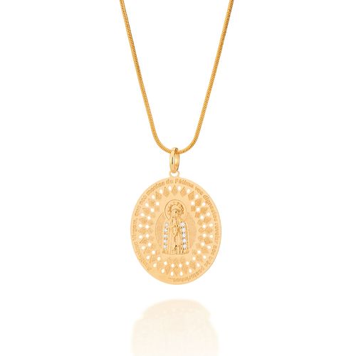 MEDALHA NOSSA SENHORA DE FÁTIMA BANHADA A OURO 18K