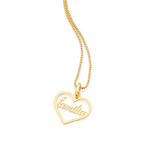 PINGENTE AMO MINHA FAMÍLIA BANHADO A OURO 18K