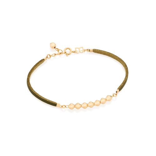 PULSEIRA COM COURO 18K SINTÉTICO BANHADA A OURO 18K