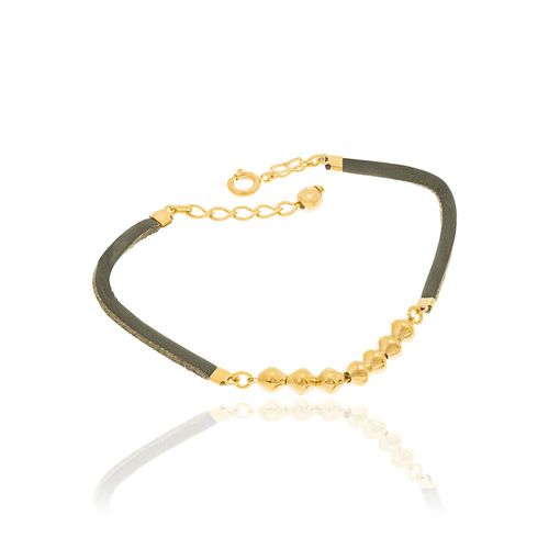 PULSEIRA COM COURO 18K SINTÉTICO BANHADA A OURO 18K