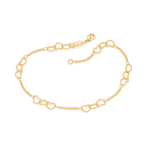 TORNOZELEIRA CORAÇÕES BANHADA A OURO 18K