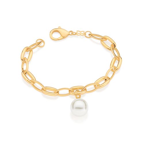 PULSEIRA BANHADA A OURO 18K COM PÉROLA