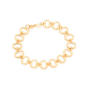 PULSEIRA BANHADO A OURO 18K COM PEÇAS OVAIS ABAULADAS