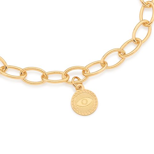 PULSEIRA OLHO GREGO BANHADO A OURO 18K
