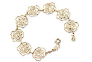 PULSEIRA BANHADA A OURO 18K COM ROSAS