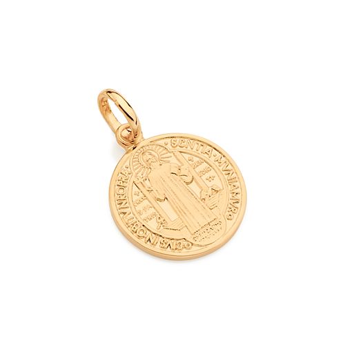 MEDALHA SÃO BENTO BANHADA A OURO 18K
