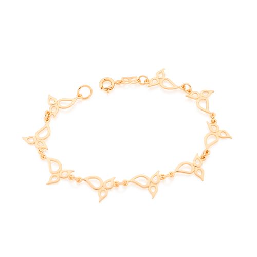 PULSEIRA BANHADA A OURO 18K COM FOLHAS VAZADAS