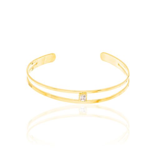 BRACELETE BANHADO A OURO 18K COM ZIRCÔNIA CARRÊ