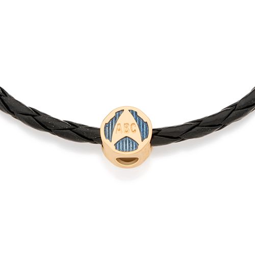 PULSEIRA DE COURO 18K COM PINGENTE ABC