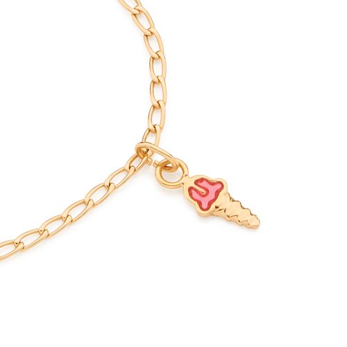 PULSEIRA BANHADA A OURO 18K COM PINGENTES NO FORMATO DE SORVETE