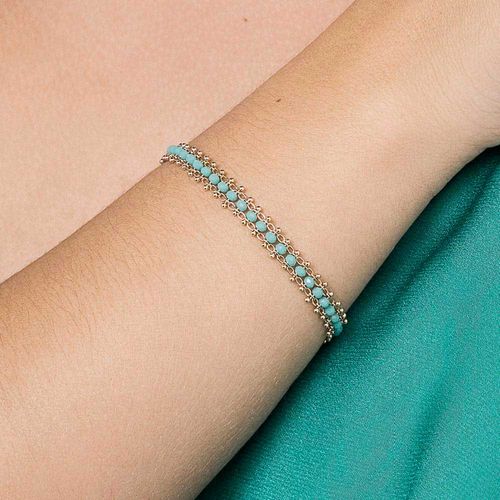 PULSEIRA BANHADA A OURO 18K COM CRISTAIS E ESFERAS