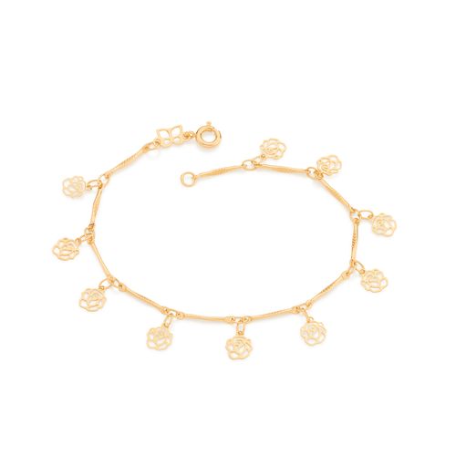 PULSEIRA BANHADA A OURO 18K COM ROSAS