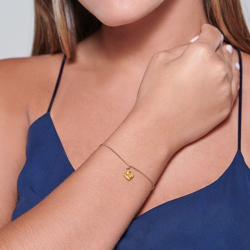 PULSEIRA BANHADA A OURO 18K COM ZIRCÔNIA QUADRADA