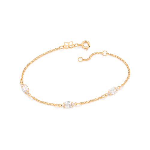 PULSEIRA BANHADA A OURO 18K COM ZIRCÔNIAS NAVETES