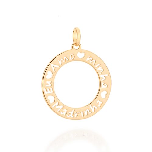 PINGENTE BANHADO A OURO 18K COM DESCRIÇÃO EU AMO MINHA MADRINHA