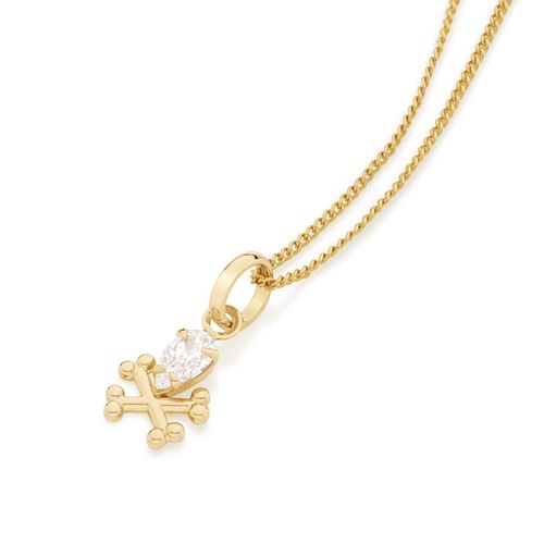 PINGENTE BANHADO A OURO 18K NO FORMATO DE CAVEIRA