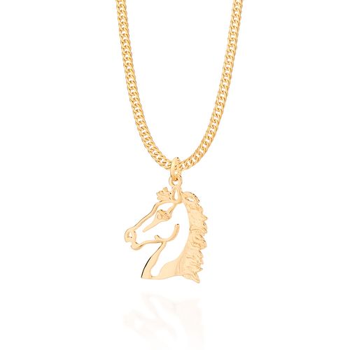 PINGENTE BANHADO A OURO 18K NO FORMATO CABEÇA DE CAVALO