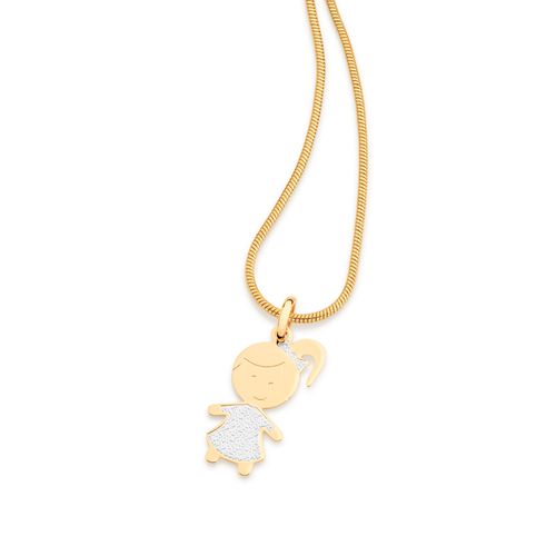 PINGENTE MENINA BANHADO A OURO 18K COM APLICAÇÃO DE RHODIUM
