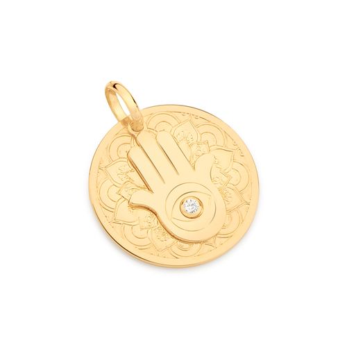 MEDALHA MÃO DE FÁTIMA BANHADA A OURO 18K