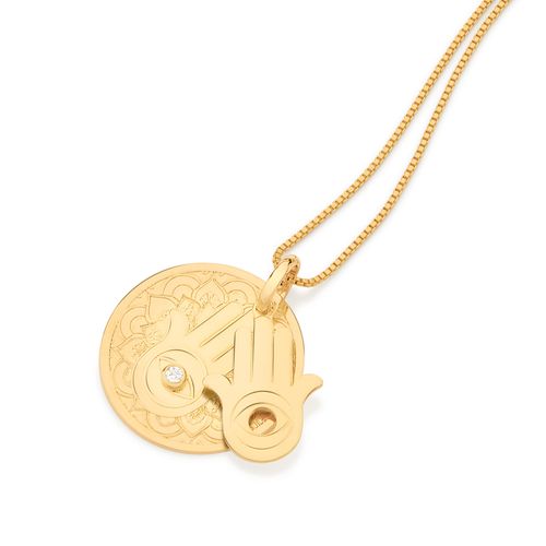 MEDALHA MÃO DE FÁTIMA BANHADA A OURO 18K
